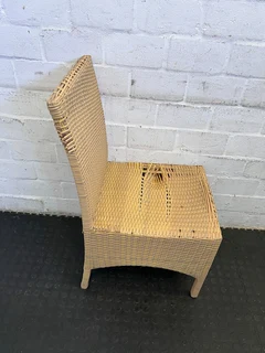 Chic Woven Rattan Dining Chair - Light Brown - Heavy Wear- A52871