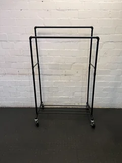 Stylish Black Metal Clothing Rack on Wheels- A53500