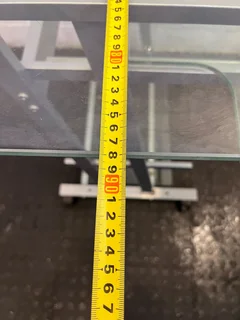 Stylish Glass-Top Mobile Console Table with Silver Frame- A52970