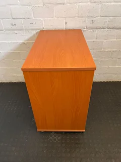 Stylish Orange Wooden Filing Cabinet with Two Drawers, Minor Scratches - REDUCED- A52915