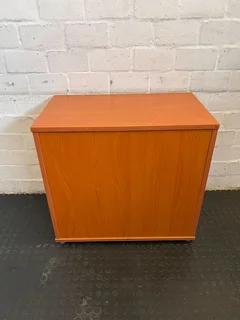 Stylish Orange Wooden Filing Cabinet with Two Drawers, Minor Scratches - REDUCED- A52915