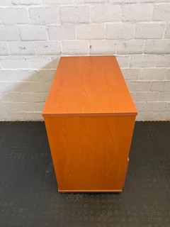 Stylish Orange Wooden Filing Cabinet with Two Drawers, Minor Scratches - REDUCED- A52915