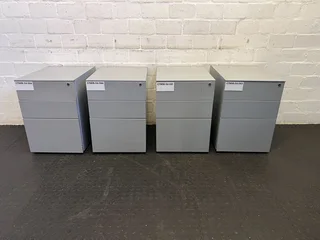 Sleek Grey Metal Filing Cabinet with Three Drawers- A53211
