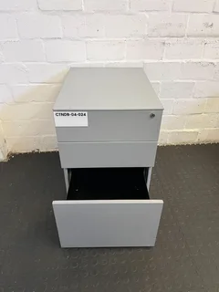 Sleek Grey Metal Filing Cabinet with Three Drawers- A53211