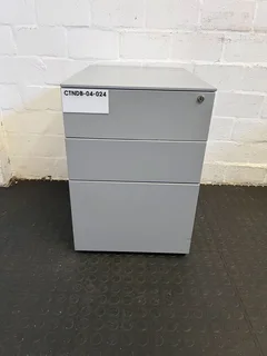 Sleek Grey Metal Filing Cabinet with Three Drawers- A53211