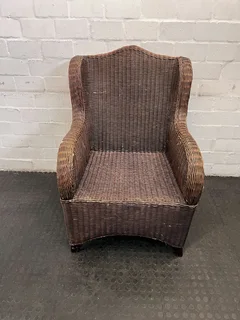 Rustic Brown Wicker Armchair – Cozy Rattan Accent Chair- A51841