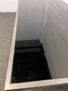 Black Glass Dining Room Table with Steel Frame (Width: 220cm)(Height: 75cm)- A50553