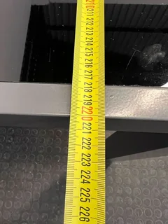 Black Glass Dining Room Table with Steel Frame (Width: 220cm)(Height: 75cm)- A50553