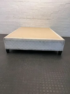 White Comfortable Double Bed Base (Minor Fabric Wear)- A51712