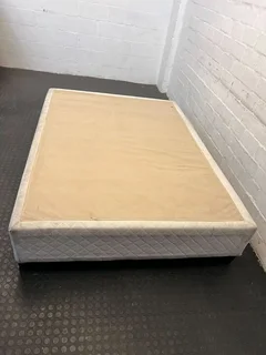 White Comfortable Double Bed Base (Minor Fabric Wear)- A51712