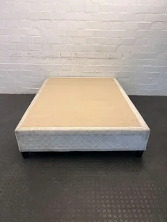 White Comfortable Double Bed Base (Minor Fabric Wear)- A51712