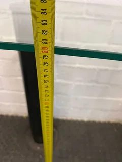 Glass Table Top with Black Steel Legs (Width: 185cm)(Height: 81cm)- A50839