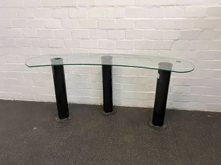 Glass Table Top with Black Steel Legs (Width: 185cm)(Height: 81cm)- A50839