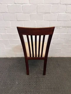 Venice Dark Brown Teak Dining Room Chair with White Cushion - PRICE DROP- A51129