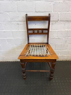 Vintage Wood Dining Chair with Caned Seat - Minor Wear- A54330