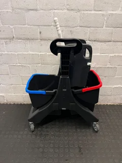 Durable 2-Compartment Cleaning Trolley with Color-Coded Bins- A54257