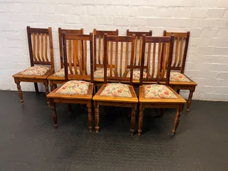 Rustic Wooden Dining Chair with Floral Cushion Seat- A54193