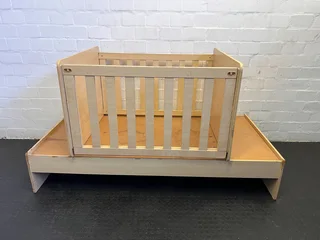 Stylish Wooden Baby Cot with Drawers | Light Natural Finish- A53238