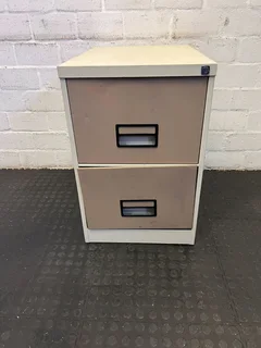 Compact Beige Metal Filing Cabinet With 2 Drawers – Minor Signs Of Use - Reduced- A53204