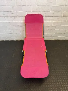 Vibrant Pink Portable Folding Lounge Chair with Minor Wear- A53114