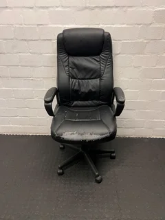 Comfortable Black Executive Office Chair with Minor Wear- A54489