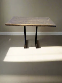 Table 110cm Rustic Wooden Dining Table With Metal Legs – Minor Wear (110 X 72)- A54214