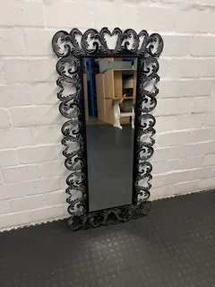 Elegant Vintage Black Ornate Framed Bevelled Mirror- A54531