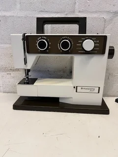 Husqvarna 3610 Vintage Sewing Machine - White and Brown, Minor Scuffs- A54321