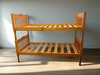 Classic Pinewood Bunk Bed - Sturdy, Rustic, Minor Wear- A55290