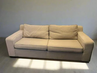 Cozy Beige Fabric Couch with Removable Cushions for Comfort- A55281