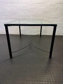 Elegant Black Metal and Glass Dining Table - Minimalist Design - REDUCED- A53159