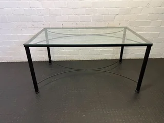 Elegant Black Metal and Glass Dining Table - Minimalist Design - REDUCED- A53159