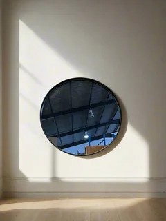 Stylish Round Black Frameless Mirror – Minor Wear- A55240