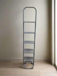 Stylish Gray Metal Ladder Shelf – Modern Design, 5-Tier, Minor Wear- A55378