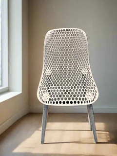 Modern White Perforated Plastic Chair with Metal Legs- A55608