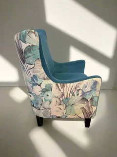 Chic Turquoise Fabric Accent Chair - Minor Wear- A55685