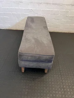 Stylish Grey Upholstered Bench with Wooden Legs – Minor Wear- A55512