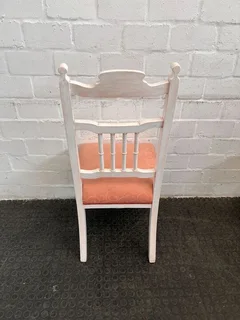 Vintage White Painted Dining Chair with Pink Cushion - PRICE DROP- A51103
