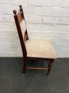 Classic Wooden Dining Chair - Beige Upholstery - Price Drop- A52044