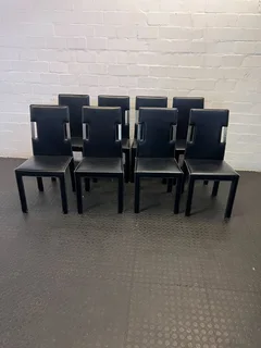 Sleek Black Faux Leather Dining Chair with Minor Wear - REDUCED- A53400