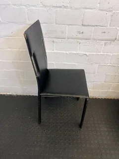 Sleek Black Faux Leather Dining Chair with Minor Wear - REDUCED- A53400