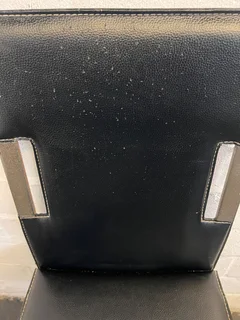 Sleek Black Faux Leather Dining Chair with Minor Wear - REDUCED- A53400