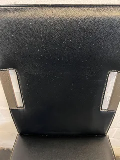 Sleek Black Faux Leather Dining Chair with Minor Wear - REDUCED- A53400