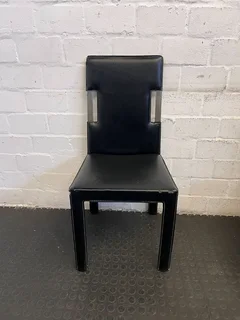 Sleek Black Faux Leather Dining Chair with Minor Wear - REDUCED- A53400