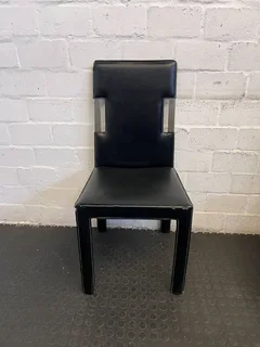 Sleek Black Faux Leather Dining Chair With Minor Wear - Reduced- A53400