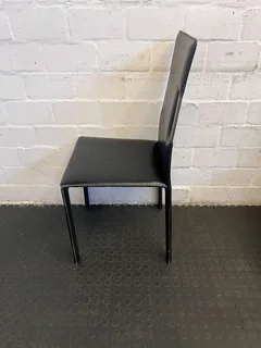 Sleek Black Faux Leather Dining Chair with Minor Wear - REDUCED- A53400