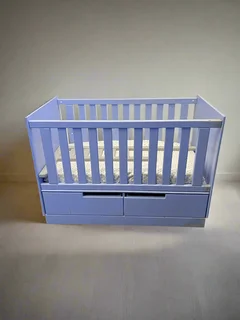 Charming Purple Baby Crib with Storage Drawers – Minor Scuffs- A55424