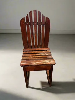 Vintage Wooden Slatted Chair with Minor Wear – Ideal for Patio- A55856