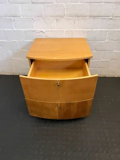 Stylish Light Wood Corner Cabinet with Curved Design- A55946