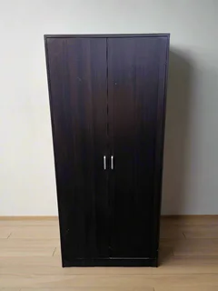 Stylish Dark Wood Storage Cabinet with Minor Scratches- A55803